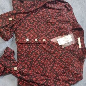 Dressbarn Black and Red Floral Blouse